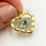 Load image into Gallery viewer, DP682A. Diamond Sterling Silver Heart Eye Enamel Pendant with Gemstone
