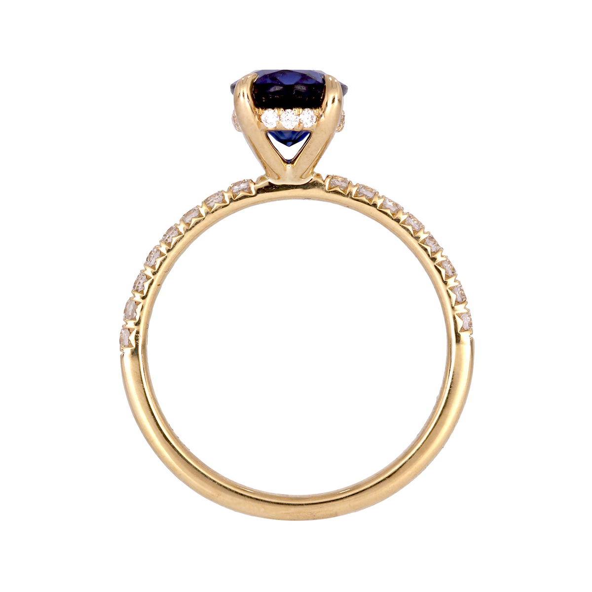 Buy 14K Solid Yellow Gold Oval Blue Sapphire and Diamonds Fancy Ring