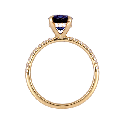 Buy 14K Solid Yellow Gold Oval Blue Sapphire and Diamonds Fancy Ring