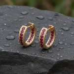 Load image into Gallery viewer, EHZ57668RU. 14K Solid Yellow Gold Ruby Huggies