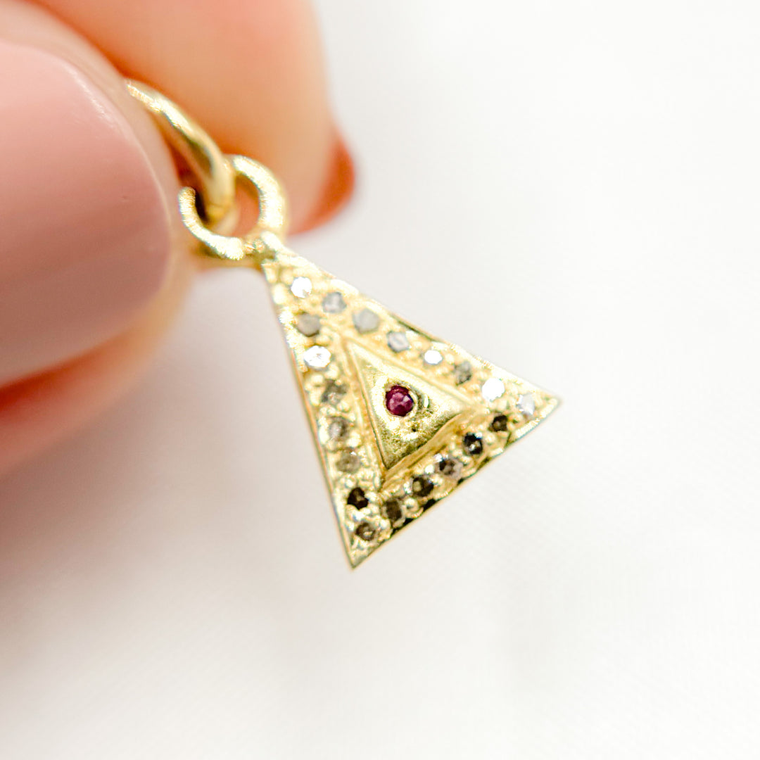 DC454. Diamond Sterling Silver Triangle Charm with Gemstone