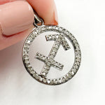 Load image into Gallery viewer, DC309. Diamond Sterling Silver Round Sagittarius Zodiac Pendant
