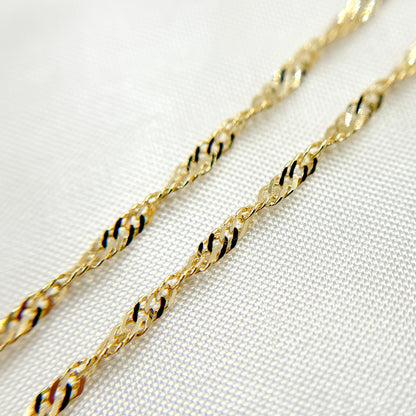 14K Solid Gold Wheat Chain