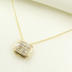 Load image into Gallery viewer, 14k Solid Gold Diamond Rectangle Necklace. PFD32461
