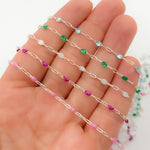 Load image into Gallery viewer, V250ENSS. Sterling Silver Enamel Satellite Chains
