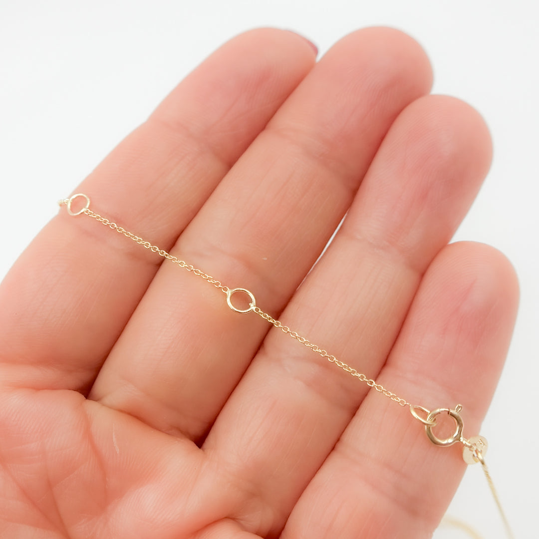 020R01LGJ080. 14K Solid Gold Cable 16 Inch Chain with Extender