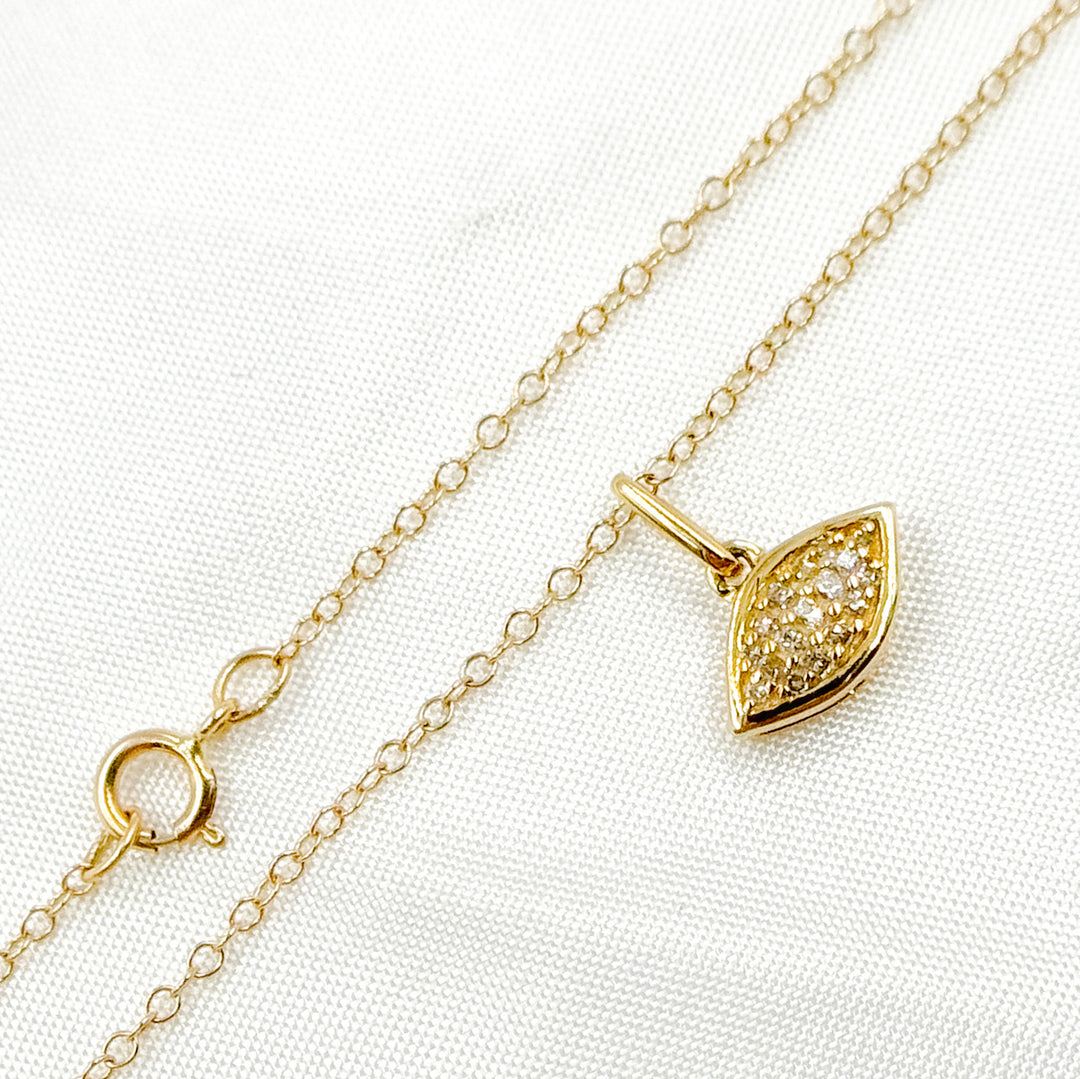 14K Solid Gold Eye Diamond Necklace. PFB32635