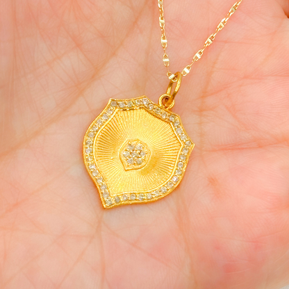 14k Solid Gold Diamond Shield Charm. GDP83A