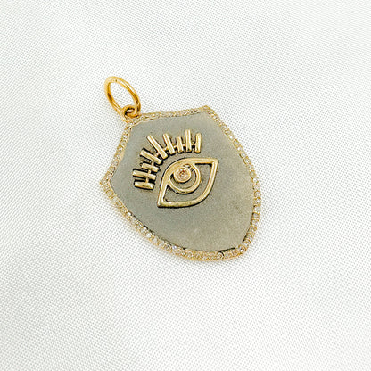 KSG73. 14k Solid Gold and Sterling Silver Shelf Eye Charm