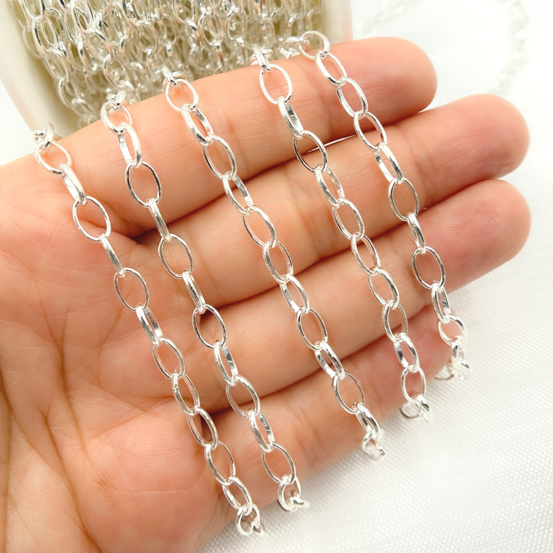 V175SS. Sterling Silver Smooth Oval Link Chain