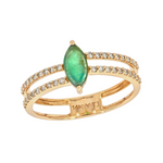 Load image into Gallery viewer, 14K Solid Gold Diamond and Emerald Spiral Marquise Ring. CR96469EM8X4
