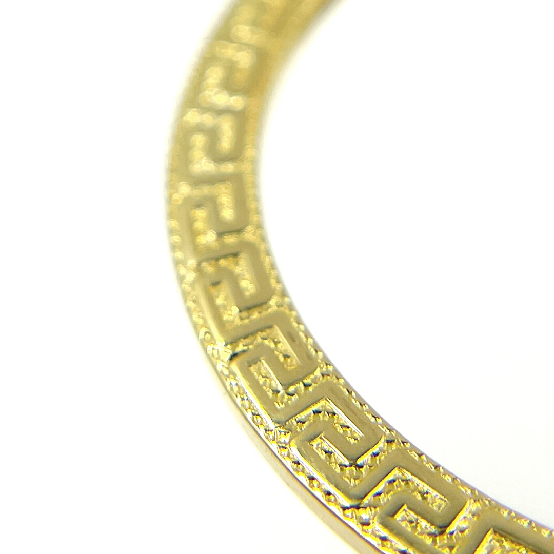 GER119. 14K Solid Gold Hollow Hoop with Engraving