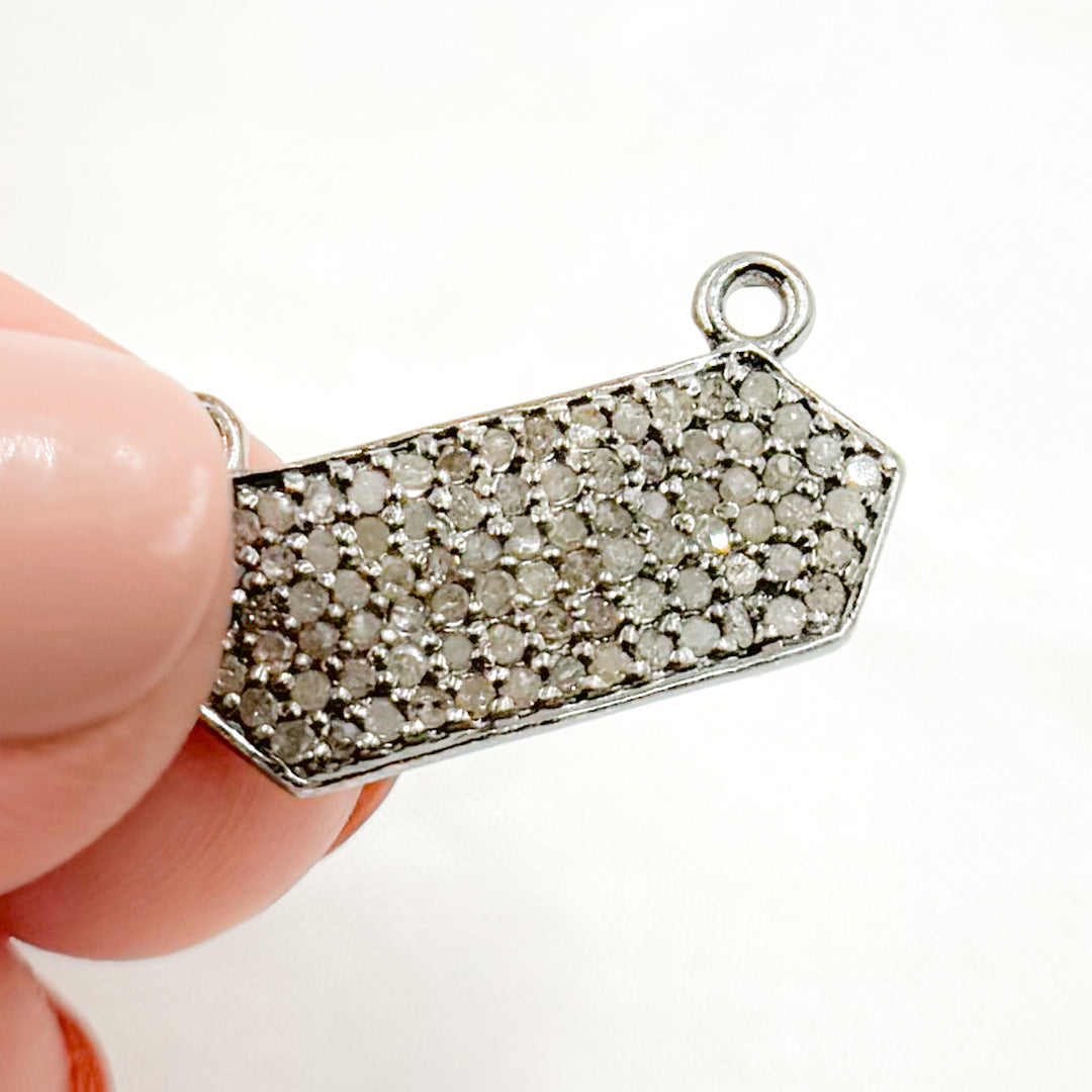 DC873. Diamond Sterling Silver Hexagon Pendant