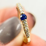 Load image into Gallery viewer, 14K Solid Gold Diamond &amp; Blue Sapphire Hoop Earrings. EHC56664BS
