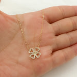 Load image into Gallery viewer, 14K Solid Gold 4 Heart Clover Diamond Necklace. NT112116
