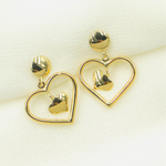 Load image into Gallery viewer, 14K Gold Dangle Earring with Two Hearts. GER115
