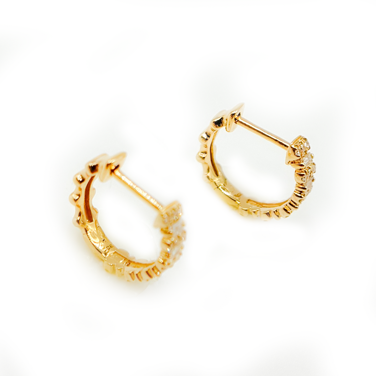 Buy 14k Solid Gold Diamond Huggie Earrings