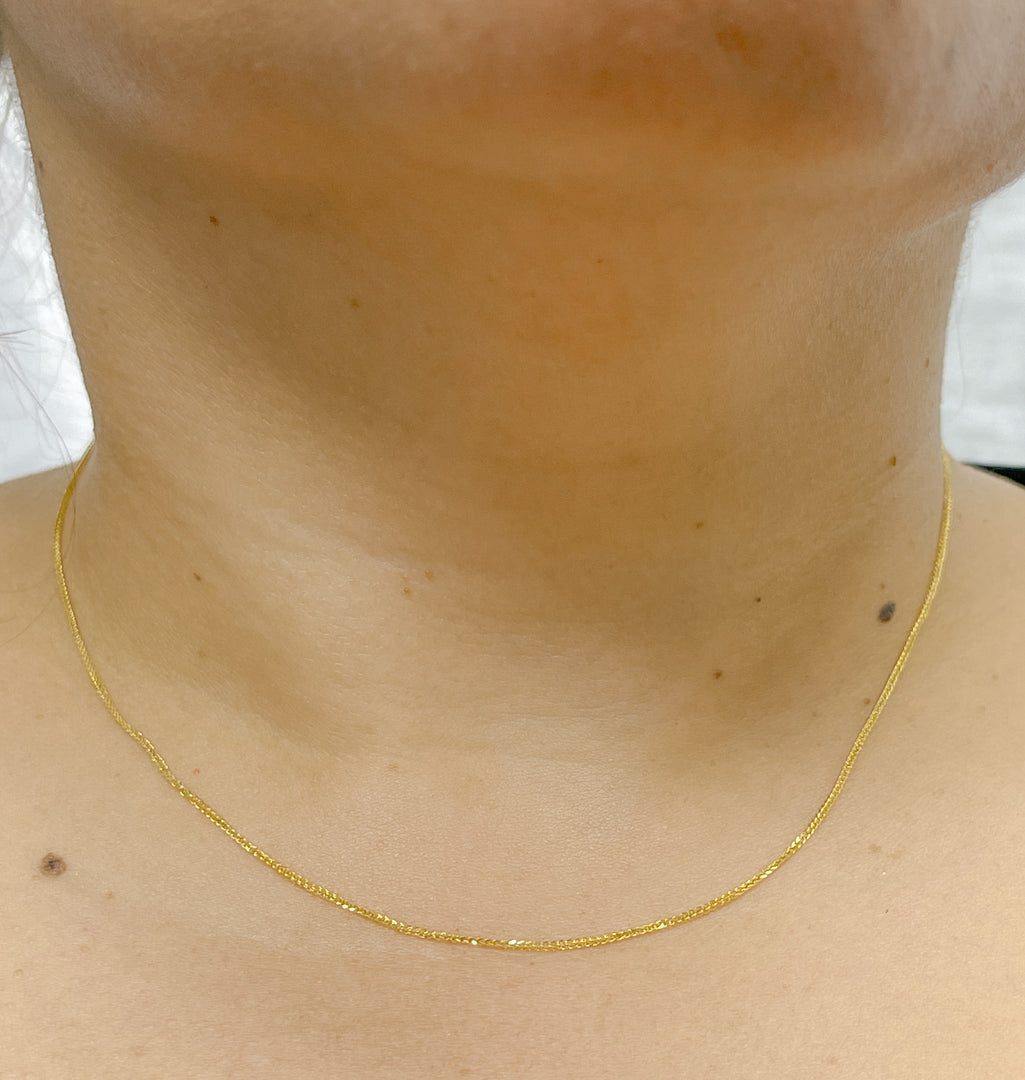 018SP3. 14K Solid Gold Wheat Chain