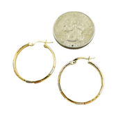 GER51. 14K Tri-Tone Gold Earrings Circle Shape Hoop