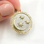 Load image into Gallery viewer, DP796. Diamond Sterling Silver Moon &amp; Star Round Pendant
