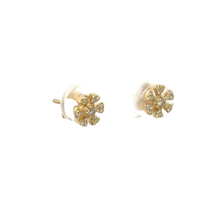 EFE52673Y. 14k Solid Gold Diamond Flower Stud Earrings