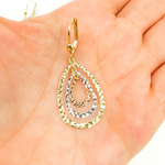 Load image into Gallery viewer, 14K Gold Dangle Earring with Tri - Color Diamond Cut Drops. GER113
