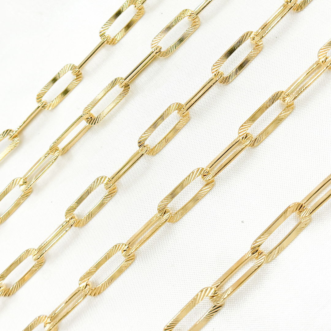 Gold Plated 925 Sterling Silver Flat Hammered Paperclip Chain