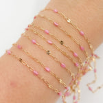 Load image into Gallery viewer, V295RSGF. 14K Gold Filled Rose Color Enamel with Paperclip and Diamond Cut Marina Links