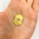 Load image into Gallery viewer, 14K Solid Gold Charm. Organic Shape Pendant with Diamonds and Blue Sapphire. GDP331
