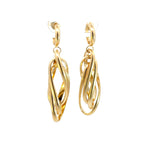 Load image into Gallery viewer, 15850023044. 14K Solid Gold Twist Triple Oval Hollow Dangle Earrings
