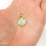 Load image into Gallery viewer, DC226A. Diamond Sterling Silver Round Hamsa Enamel Charm
