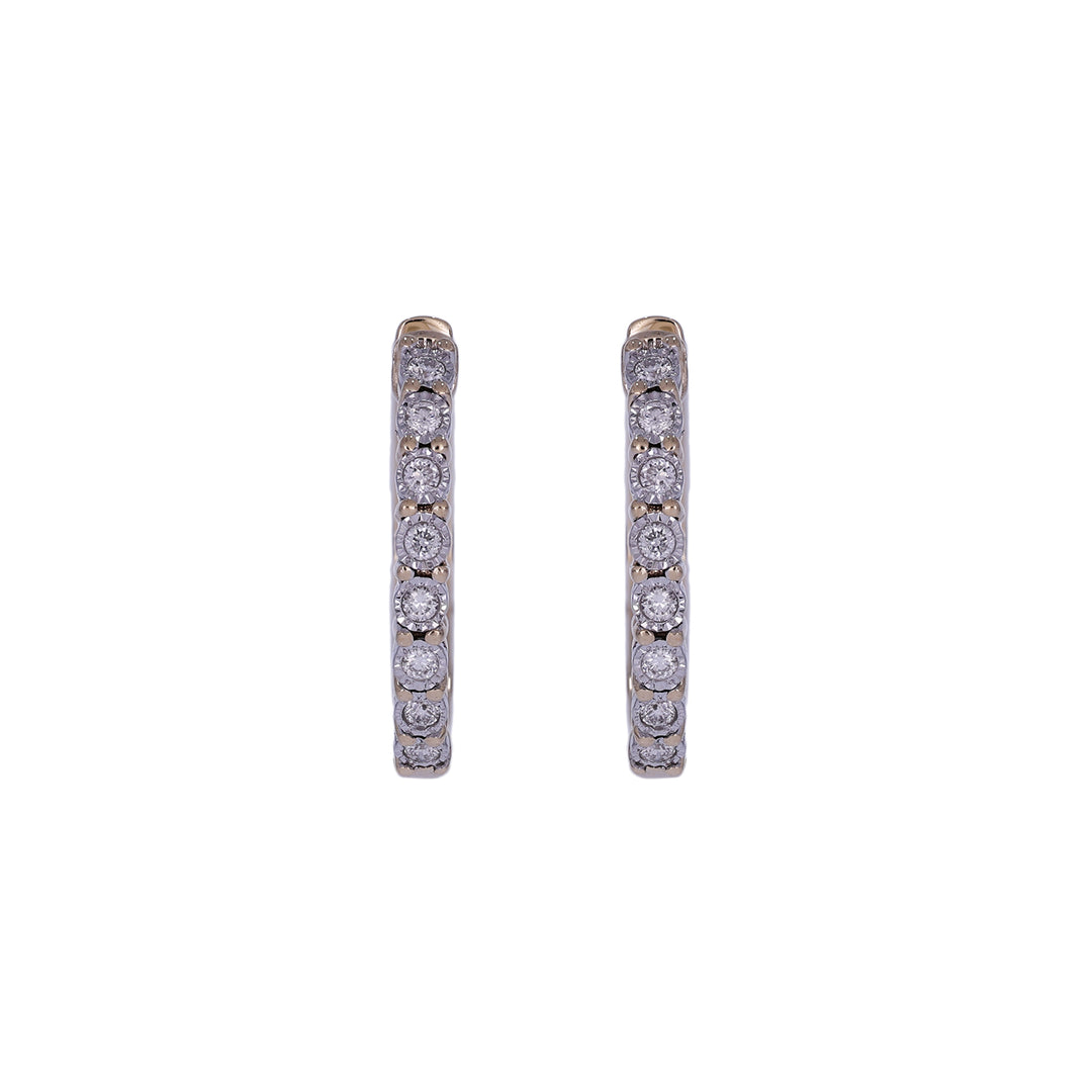 EHB56424. 14K Solid Gold Diamond Hoop Earring.