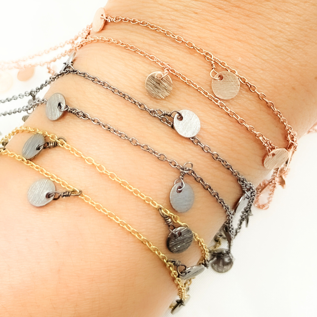 302D. Disc Shape 6mm Dangle Wire Chain