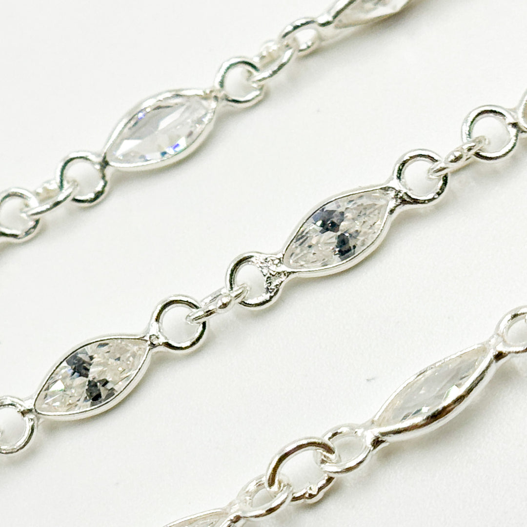 CZ65. Cubic Zirconia Marquise Shape Connected Chain