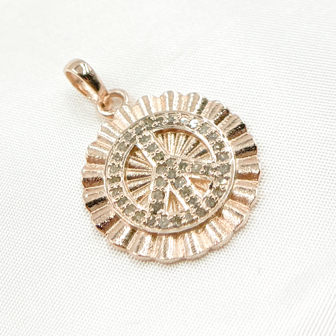 DP375. Diamond Sterling Silver Round Peace Pendant