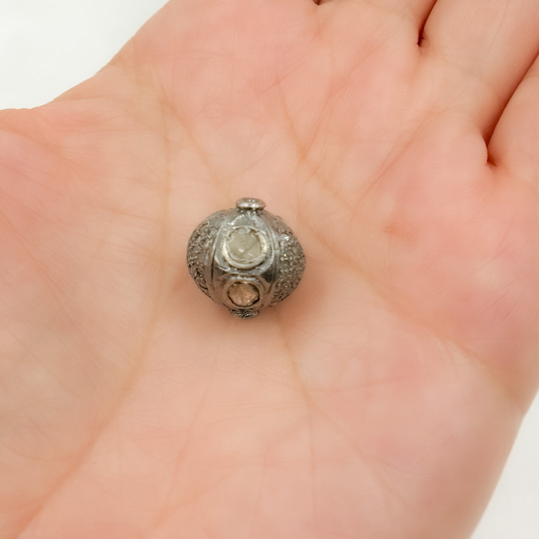 DC2001. Diamond & Sterling Silver Round Bead