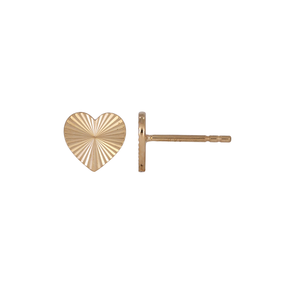 14K Gold Heart Studs Earrings