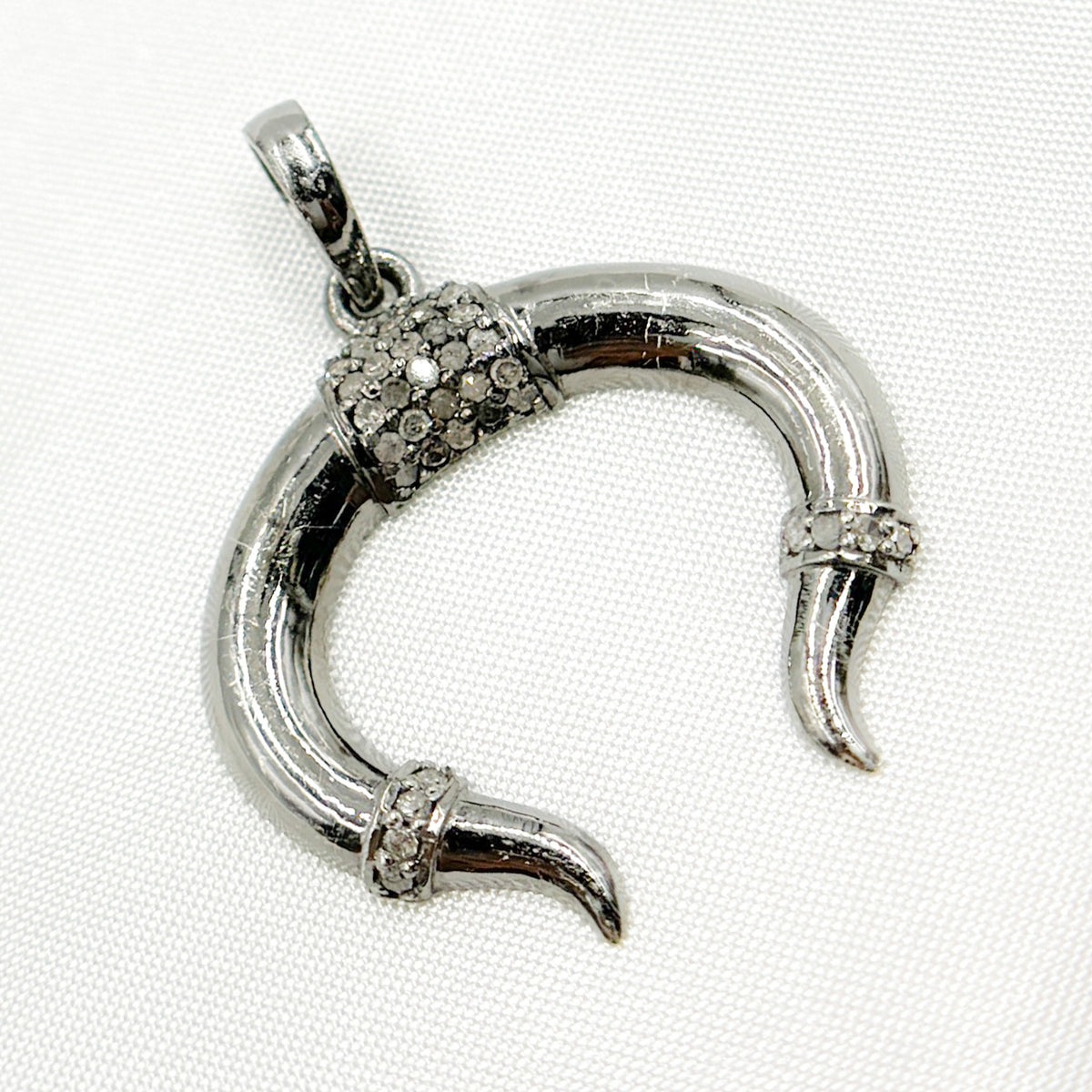DP184. Diamond Sterling Silver Horn Pendant