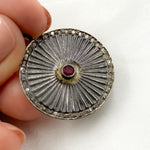 Load image into Gallery viewer, DP489A. Diamond Sterling Silver Round Enamel Pendant with Gemstone
