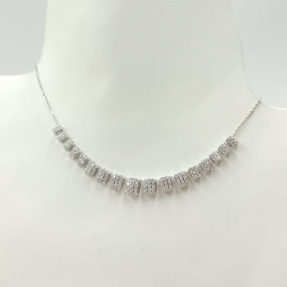 NK401351. 14K Solid Gold Diamond Rectangles Necklace