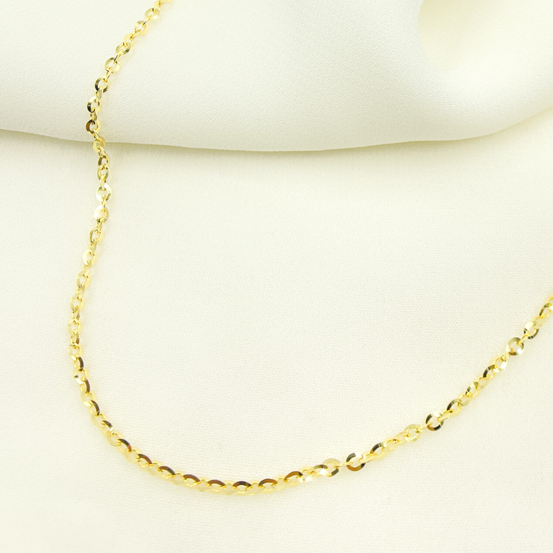 060R08BFL4L024. 14K Solid Gold Flat Cable Chain