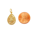 Load image into Gallery viewer, 14K Solid Gold Drop Charm with Diamonds. GDP145
