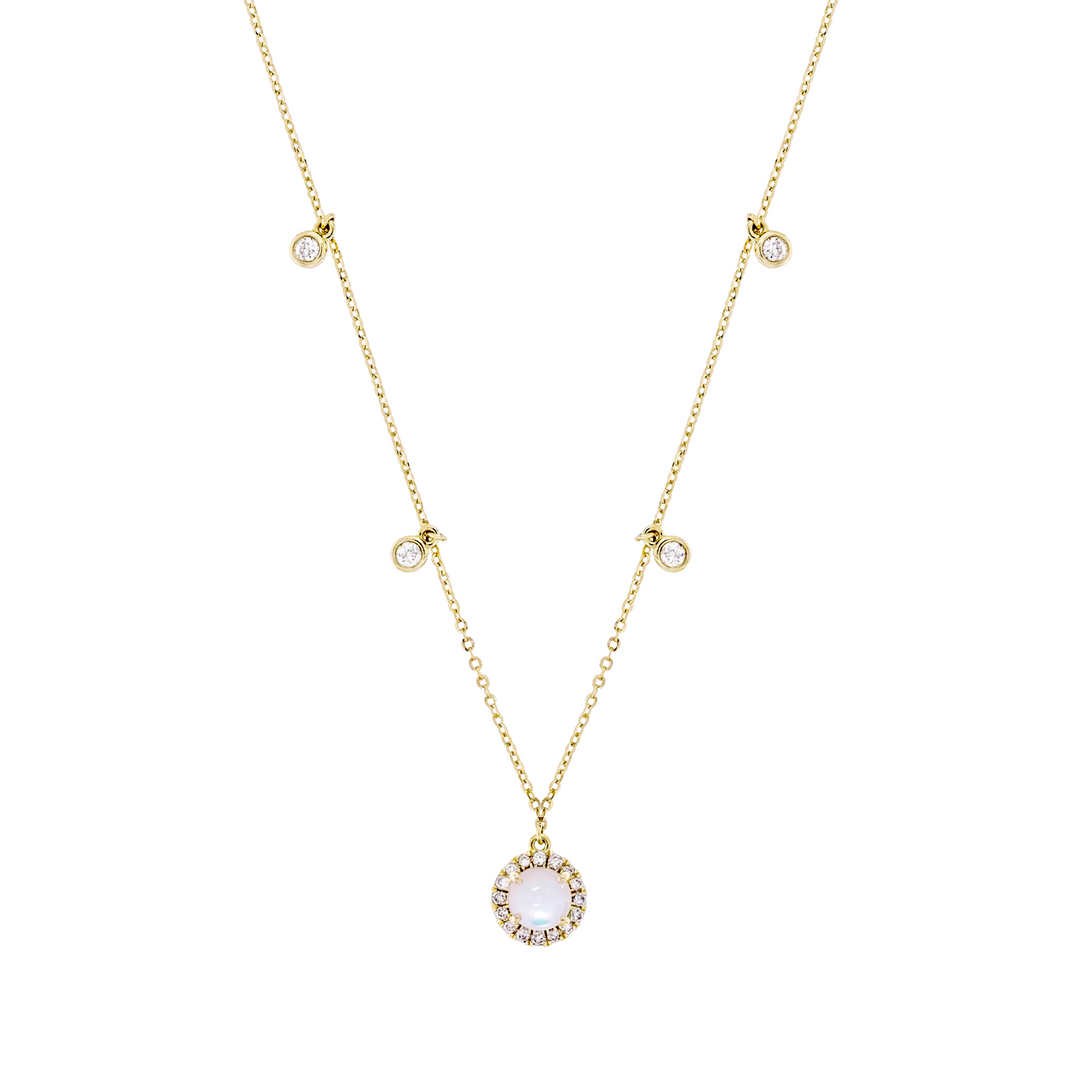 14K Solid Gold Diamond and Gemstone Necklace. NFE71825PL