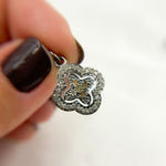 Load image into Gallery viewer, DC389. Diamond &amp; Sterling Silver Flower Charm with Gemstone
