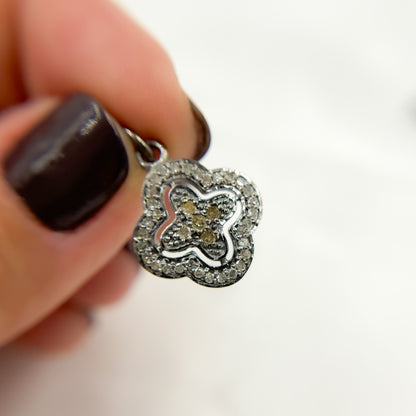 DC389. Diamond Sterling Silver Flower Charm with Gemstone