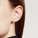 Load image into Gallery viewer, EHD57406. 14K Solid Yellow Gold Diamond Hoop Earring
