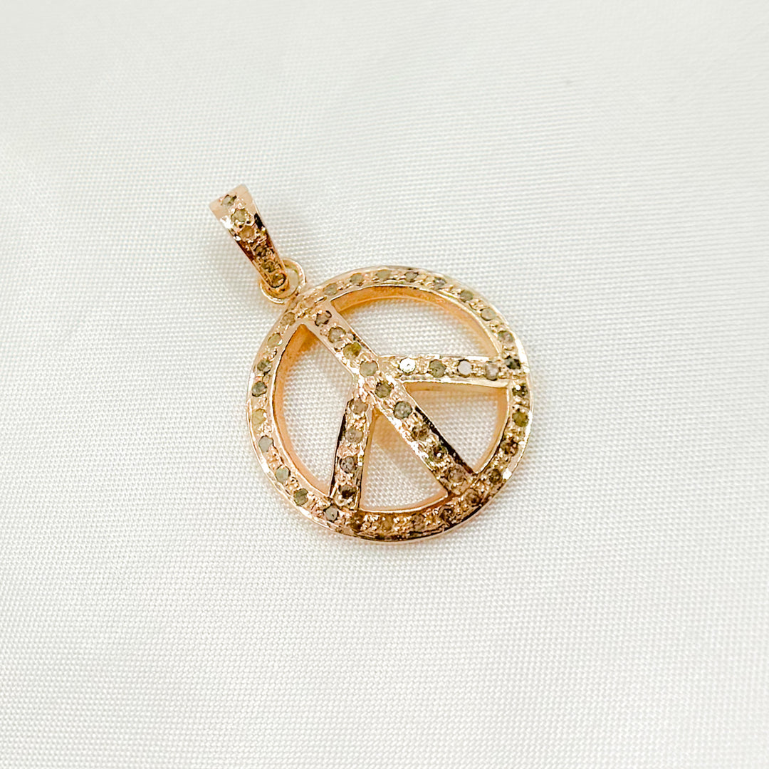 DP228. Diamond Sterling Silver Round Peace Pendant