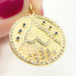 Load image into Gallery viewer, 14K Solid Gold Diamond &amp; Gemstone Circle Charm with Mountain. GDP423
