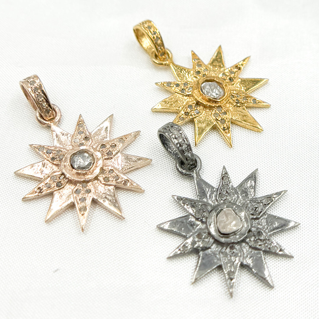 DP279. Diamond Silver Star Pendant with Polki Diamond