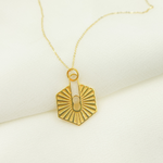 Load image into Gallery viewer, 14K Solid Gold Charm. Hexagonal Pendant with Diamonds. GDP209
